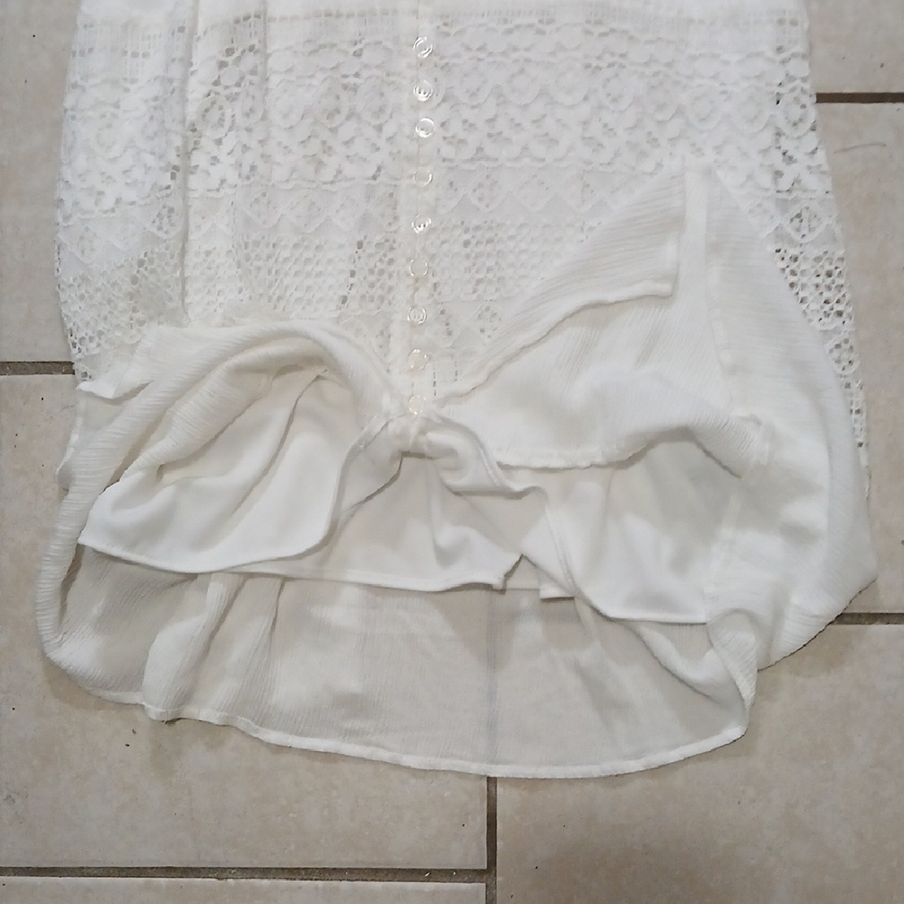 FOREVER 21 Womens Size XL White Lace Button-Down Midi Dress - Picture 2 of 6